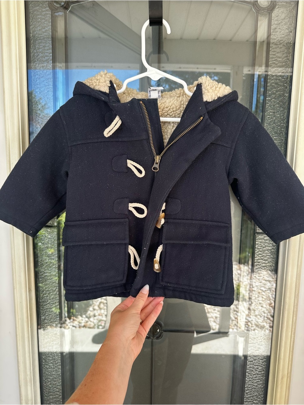 Baby Gap Kids Navy Hooded Toggle Coat with Sherpa Lining